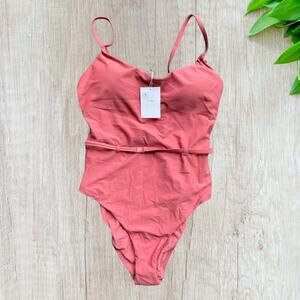 Andie Swim Punch Pink The Riviera Belted One Piece Swimsuit